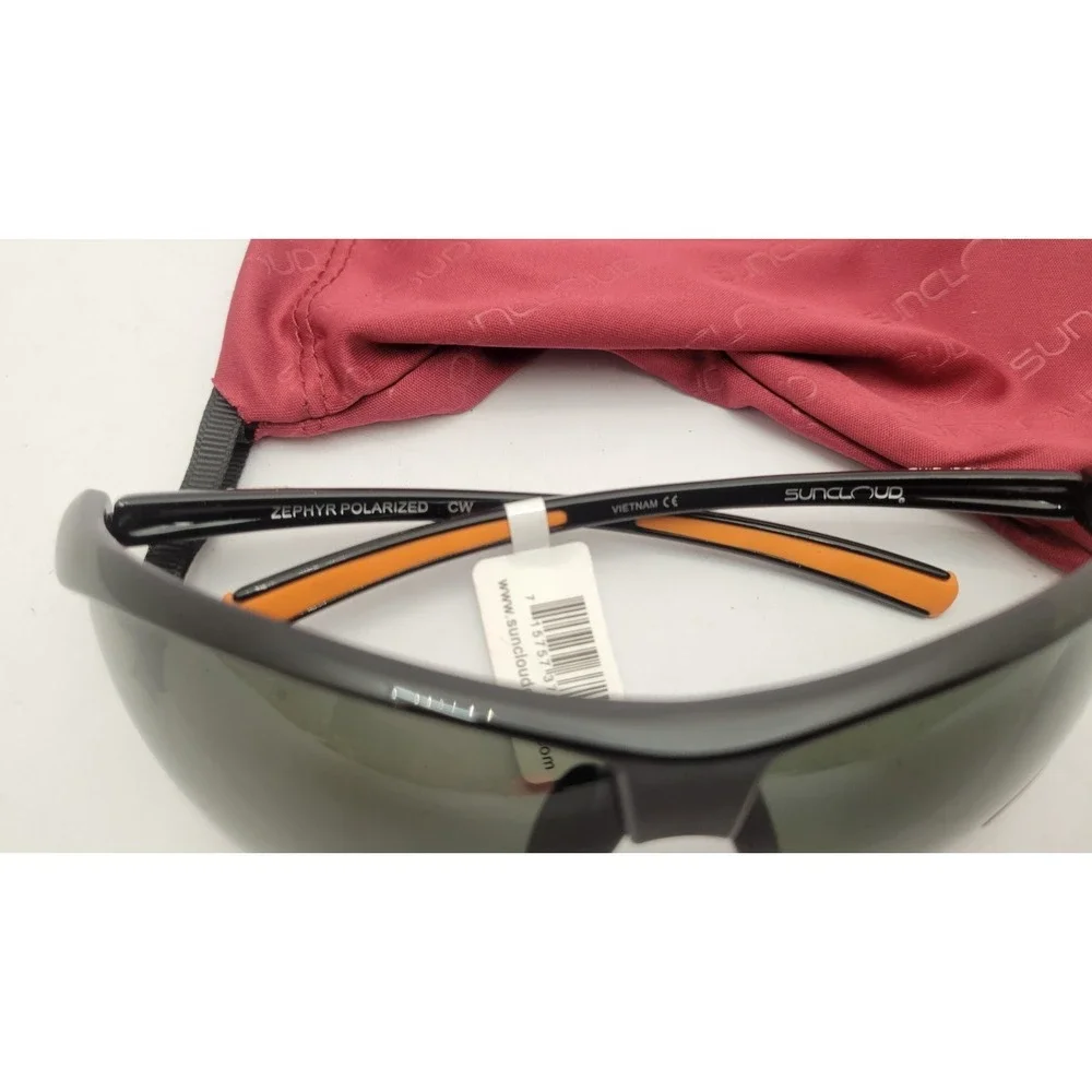 Suncloud Zephyr Polarized Sunglasses Black Orange Wrap Sport Fishing Golf NWat